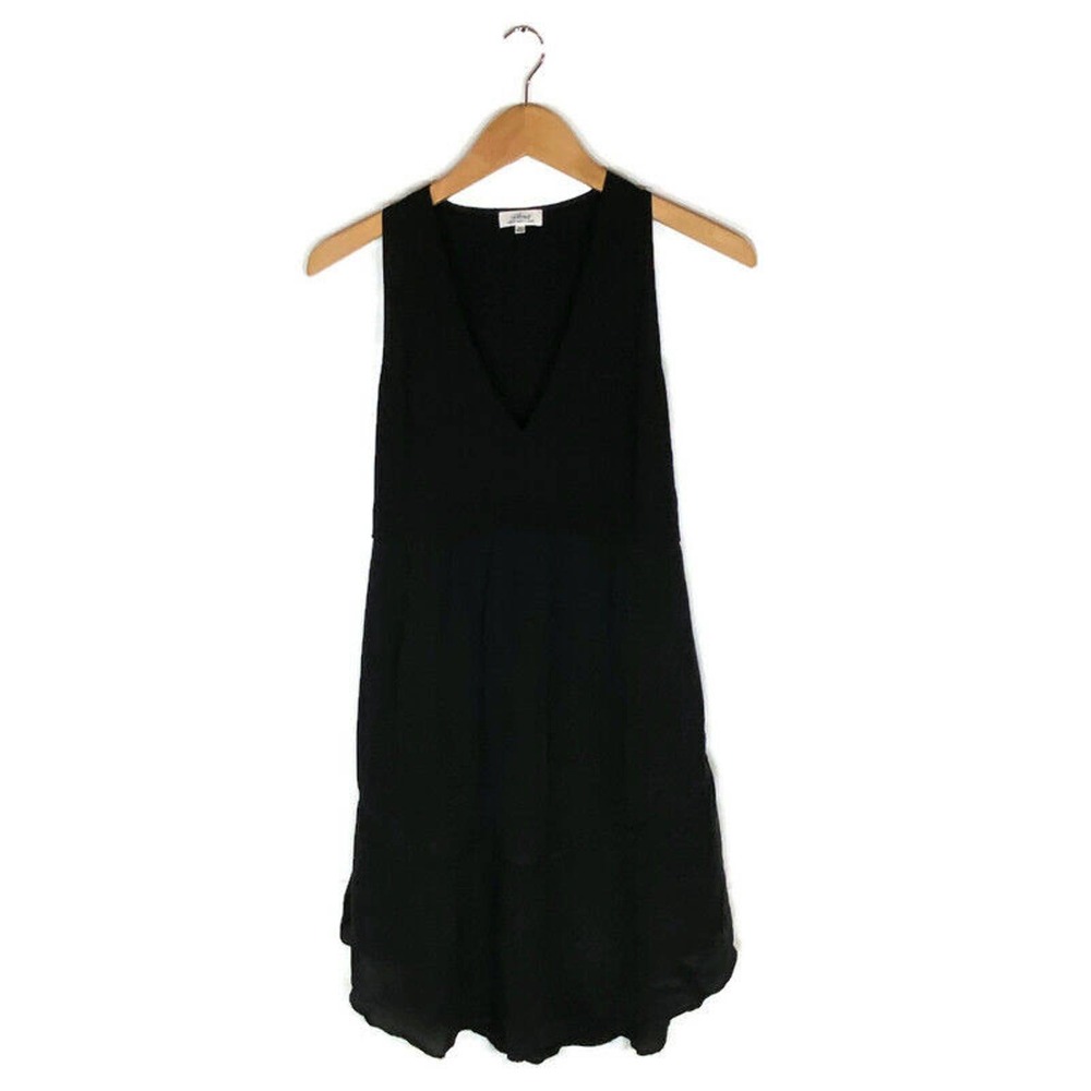 Wilfred Sz 00 Black Dress Sleeveless V-Neck Side Zip Handkerchief Silk Aritzia